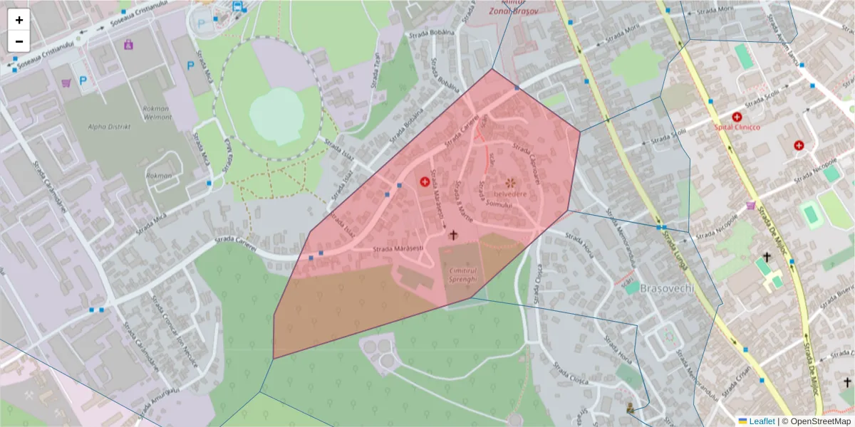 Hartă a codului poștal  și a codurilor poștale învecinate