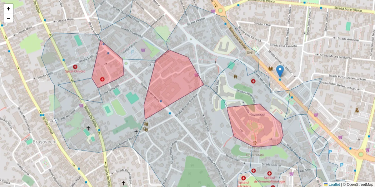 Hartă a codului poștal  și a codurilor poștale învecinate