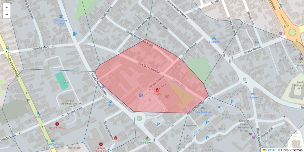 Hartă a codului poștal  și a codurilor poștale învecinate