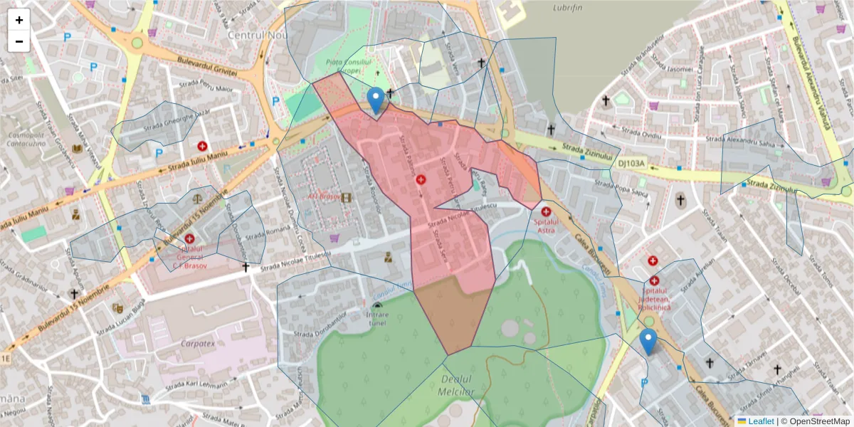 Hartă a codului poștal  și a codurilor poștale învecinate