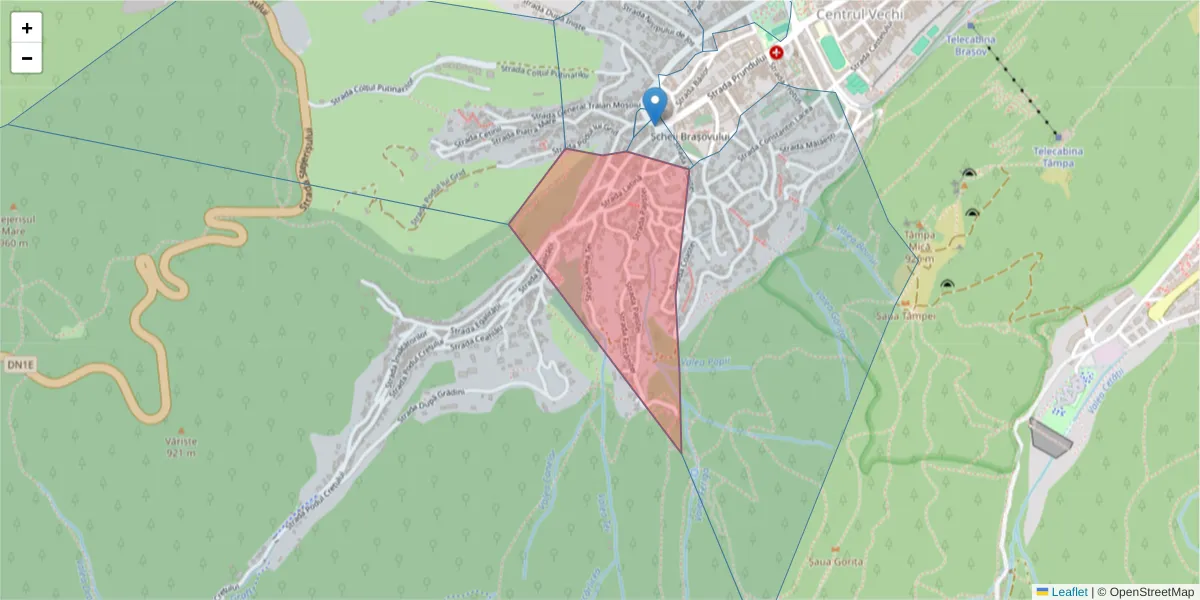 Hartă a codului poștal  și a codurilor poștale învecinate