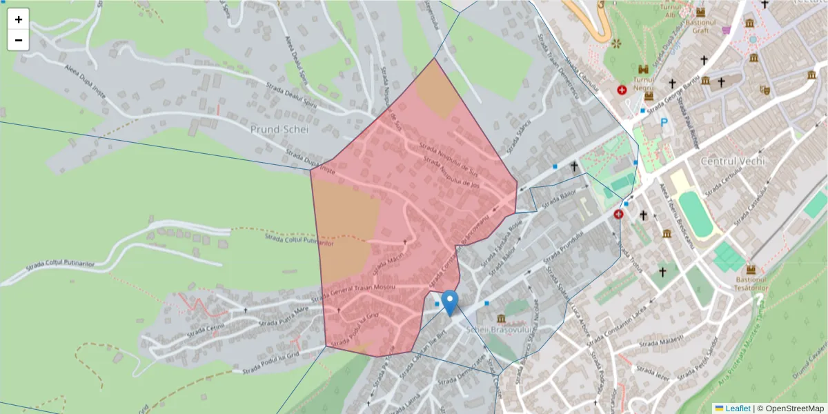 Hartă a codului poștal  și a codurilor poștale învecinate