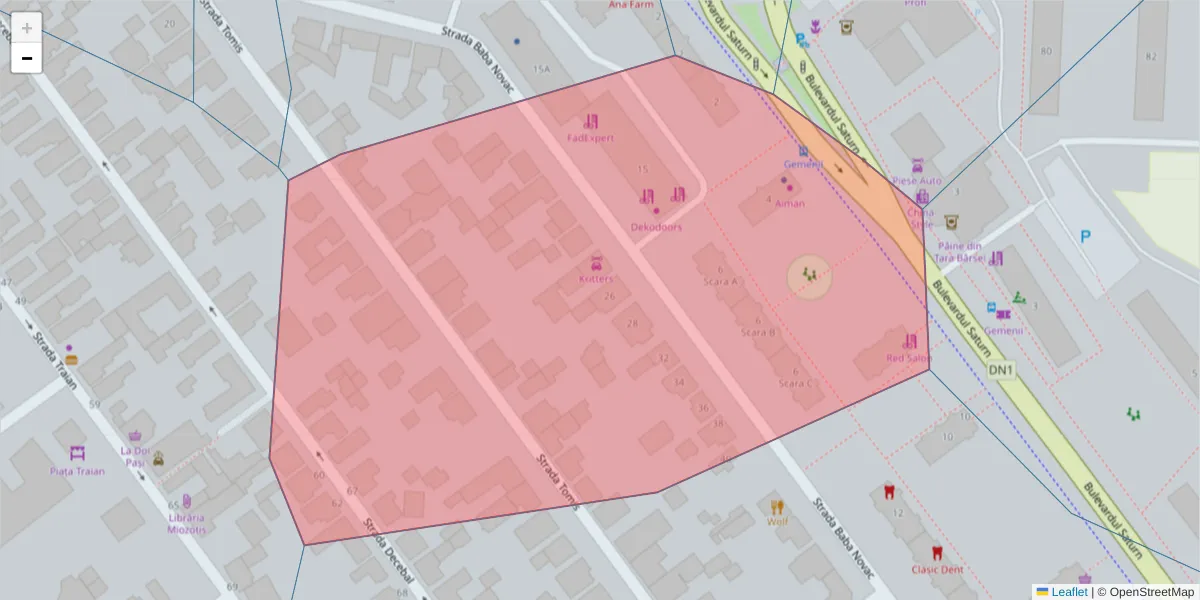 Hartă a codului poștal  și a codurilor poștale învecinate