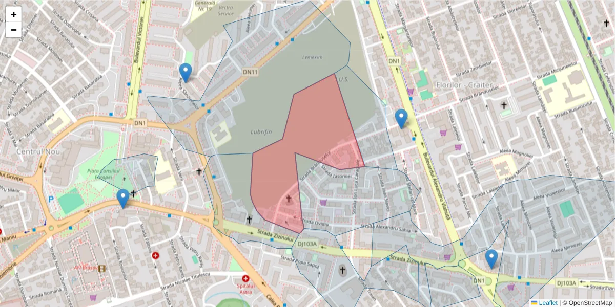 Hartă a codului poștal  și a codurilor poștale învecinate