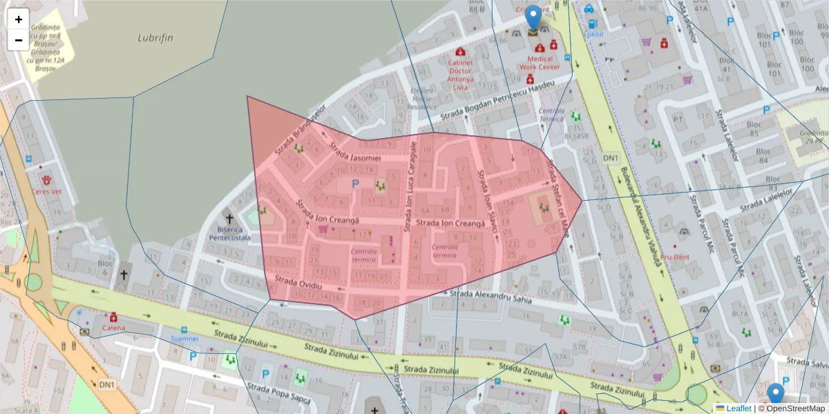 Hartă a codului poștal  și a codurilor poștale învecinate