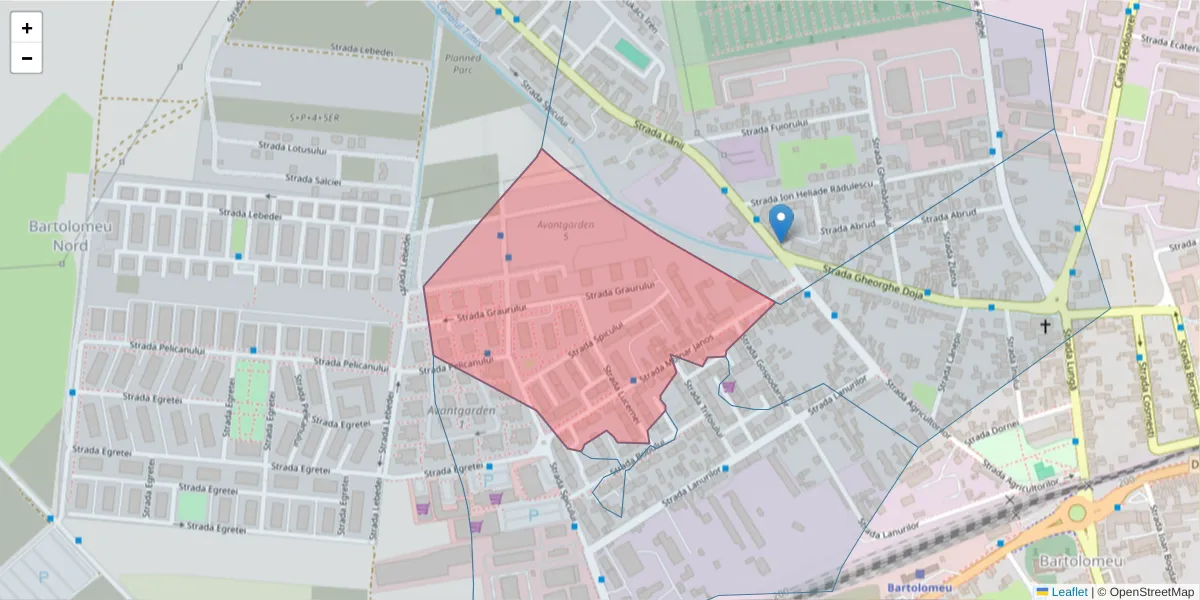 Hartă a codului poștal  și a codurilor poștale învecinate