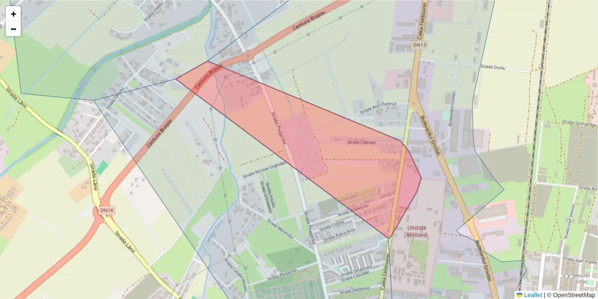 Hartă a codului poștal  și a codurilor poștale învecinate