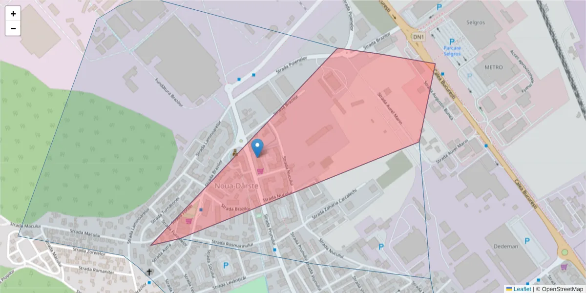 Hartă a codului poștal  și a codurilor poștale învecinate