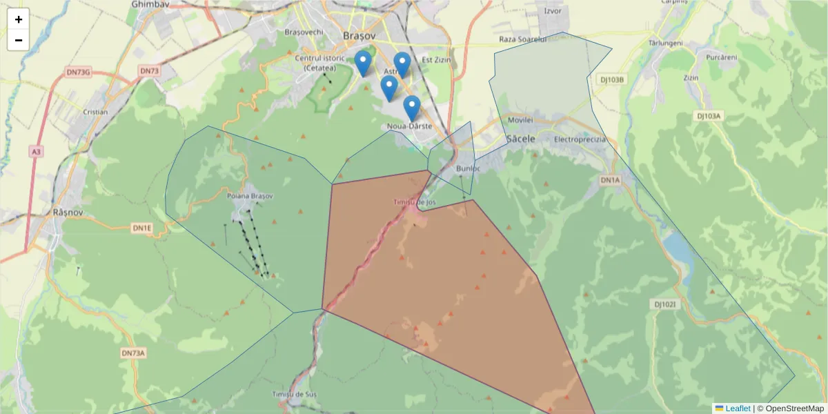Hartă a codului poștal  și a codurilor poștale învecinate