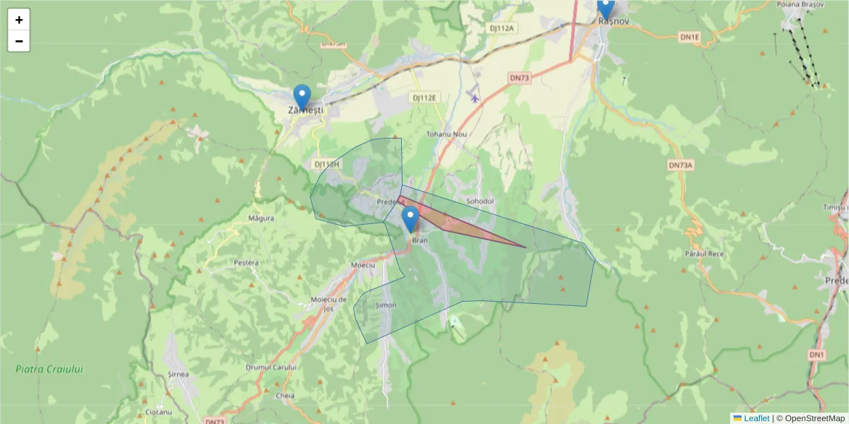 Hartă a codului poștal  și a codurilor poștale învecinate