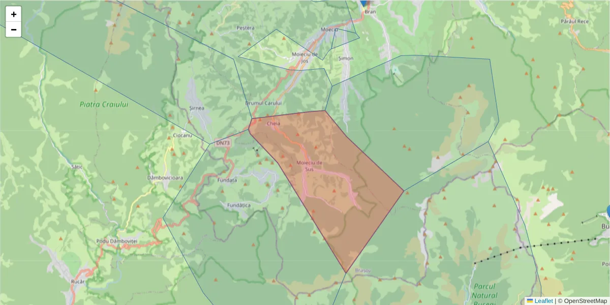 Hartă a codului poștal  și a codurilor poștale învecinate