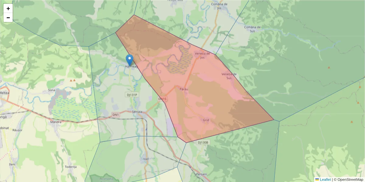Hartă a codului poștal  și a codurilor poștale învecinate