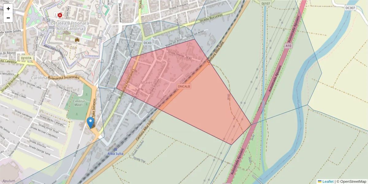 Hartă a codului poștal  și a codurilor poștale învecinate