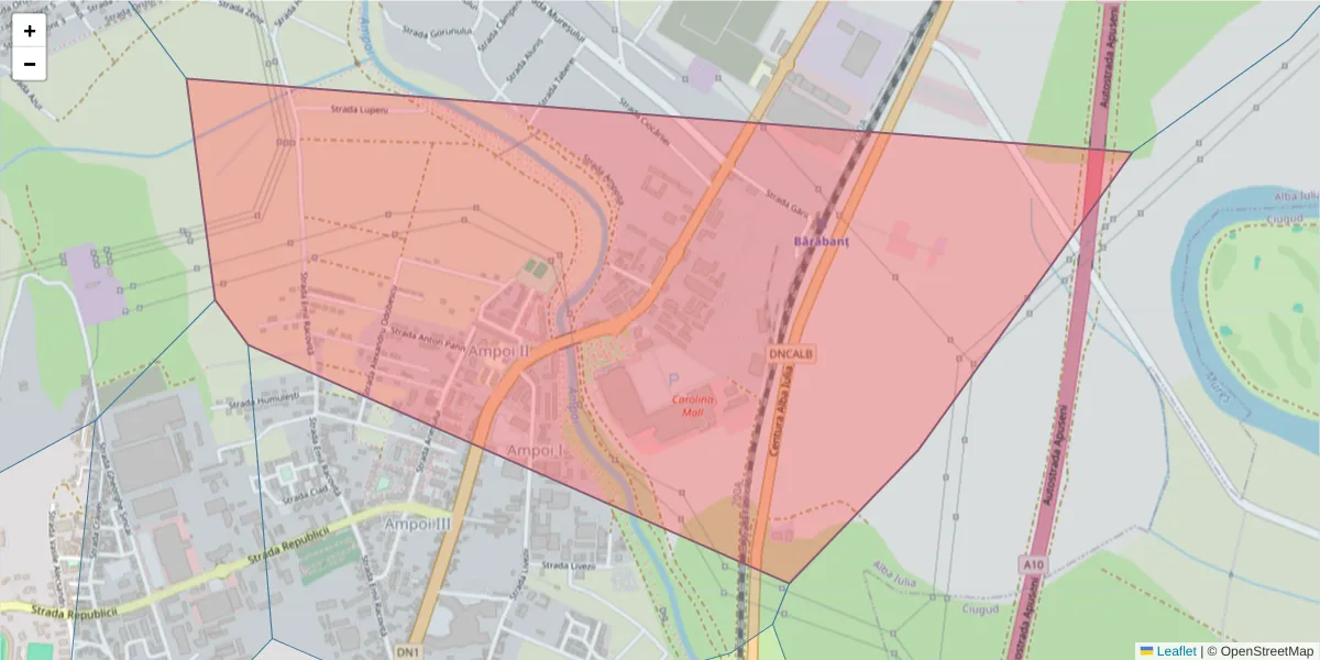 Hartă a codului poștal  și a codurilor poștale învecinate