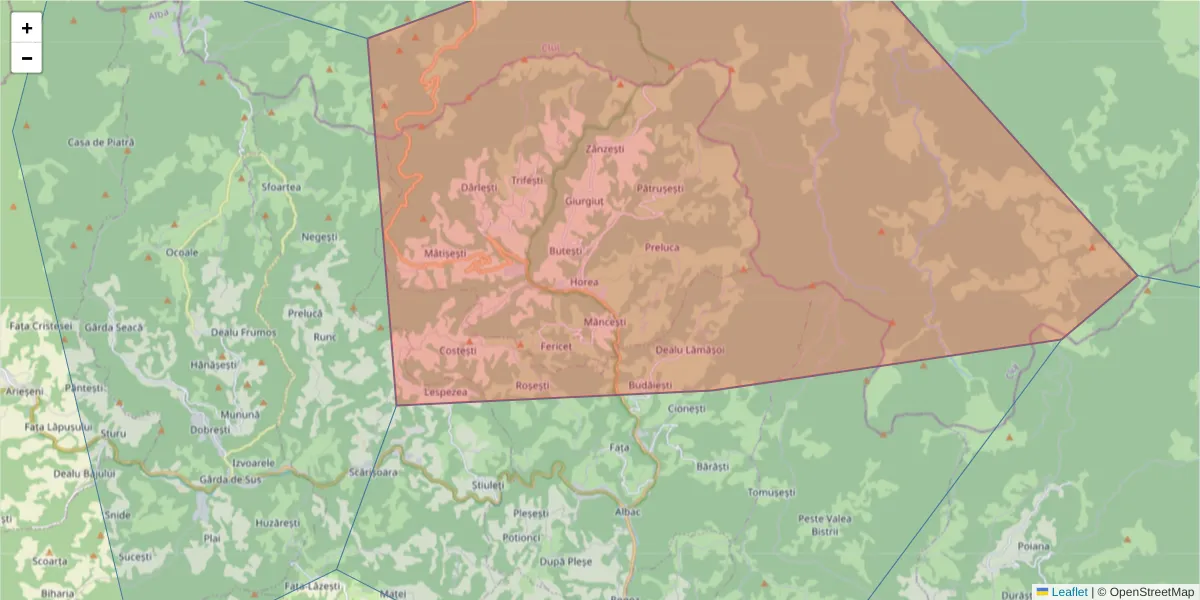 Hartă a codului poștal  și a codurilor poștale învecinate