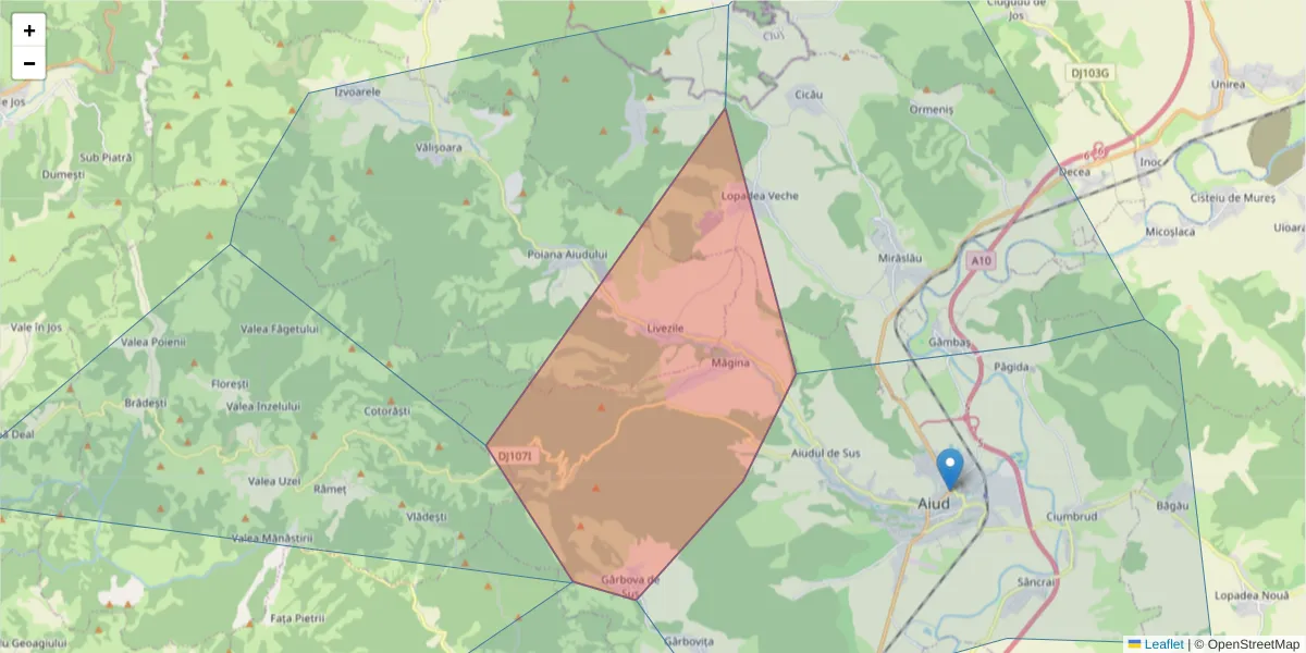 Hartă a codului poștal  și a codurilor poștale învecinate