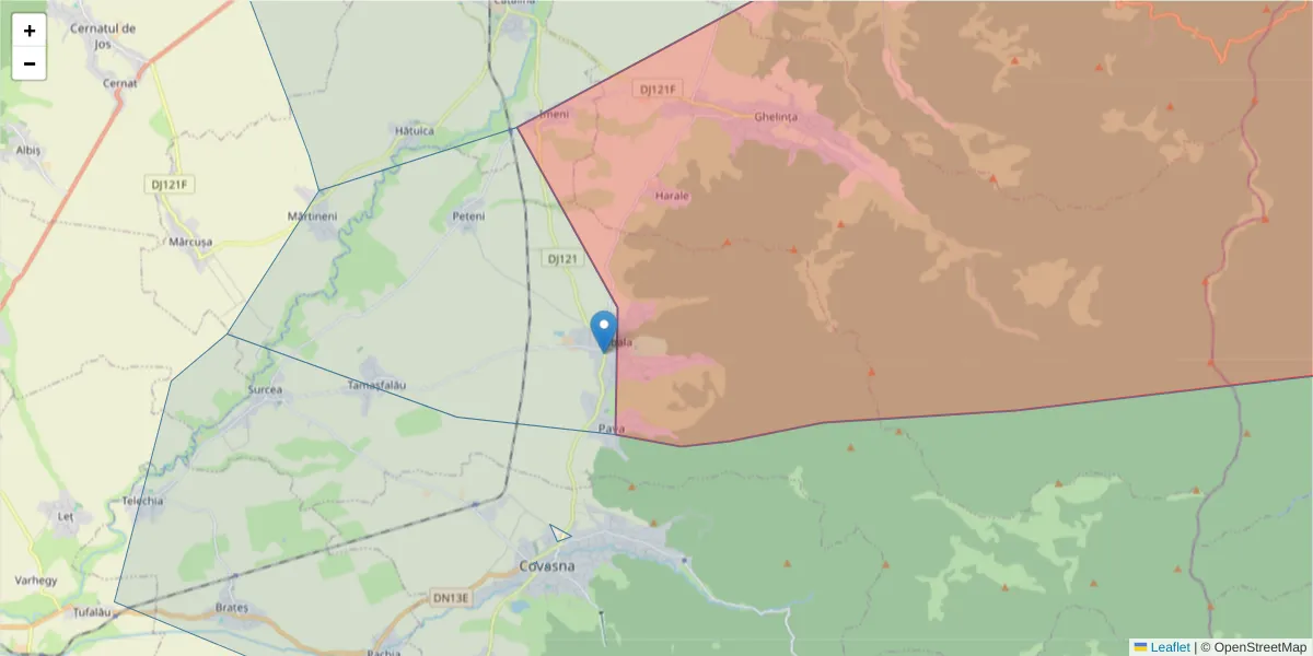 Hartă a codului poștal  și a codurilor poștale învecinate