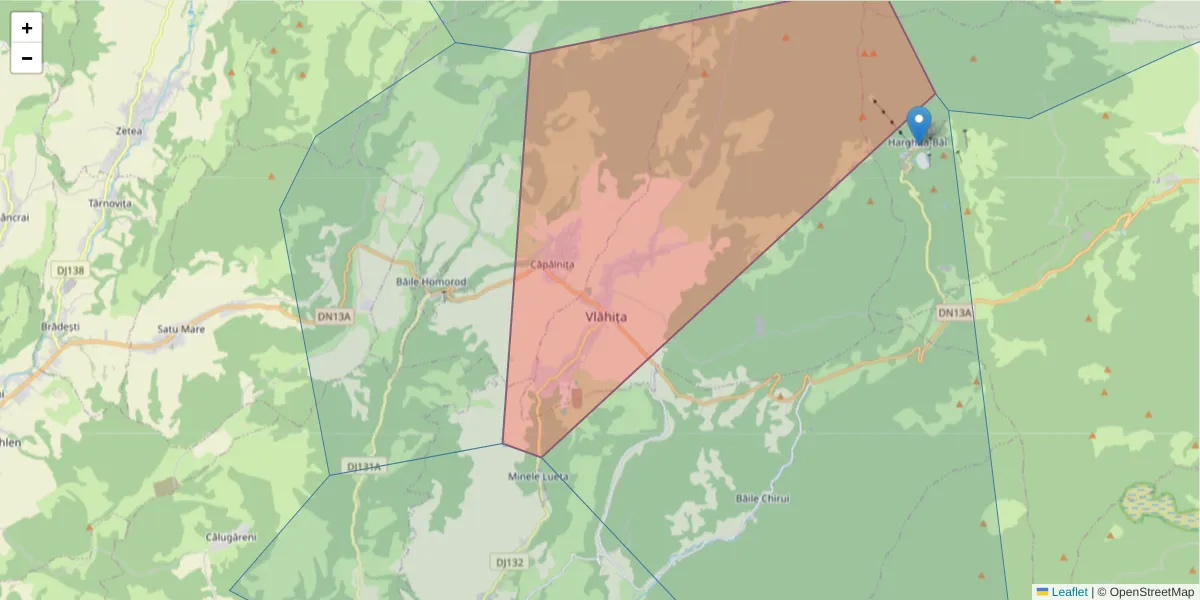 Hartă a codului poștal  și a codurilor poștale învecinate