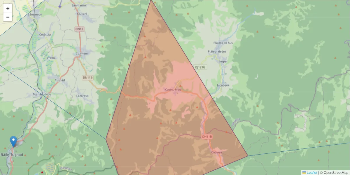Hartă a codului poștal  și a codurilor poștale învecinate