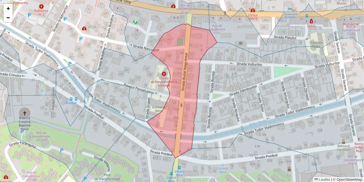 Hartă a codului poștal  și a codurilor poștale învecinate