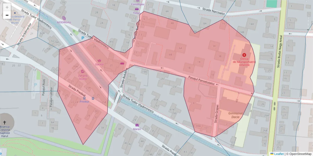 Hartă a codului poștal  și a codurilor poștale învecinate