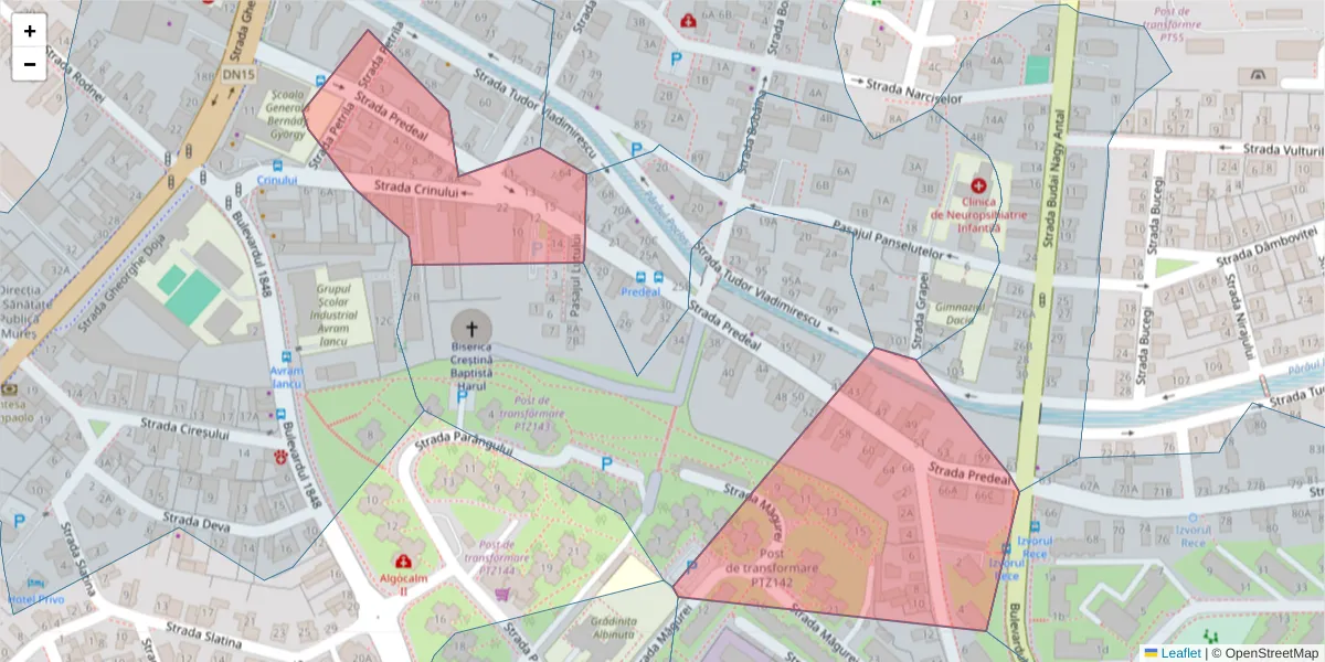 Hartă a codului poștal  și a codurilor poștale învecinate