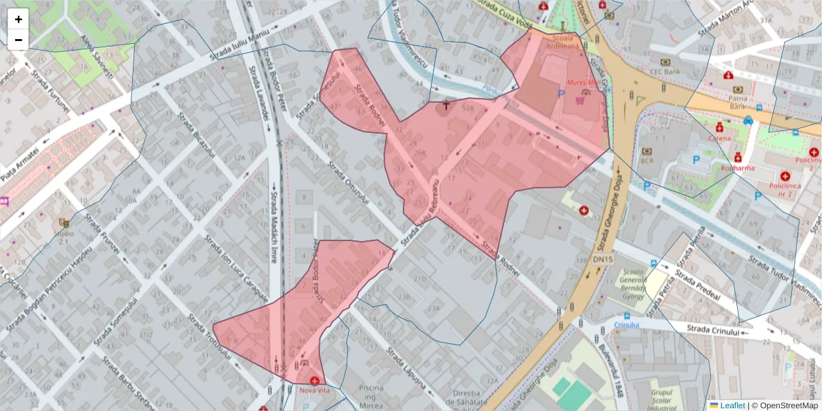 Hartă a codului poștal  și a codurilor poștale învecinate