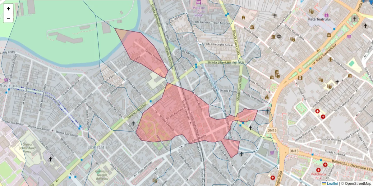Hartă a codului poștal  și a codurilor poștale învecinate