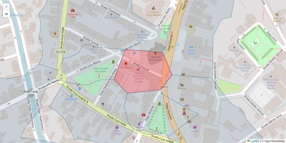 Hartă a codului poștal  și a codurilor poștale învecinate