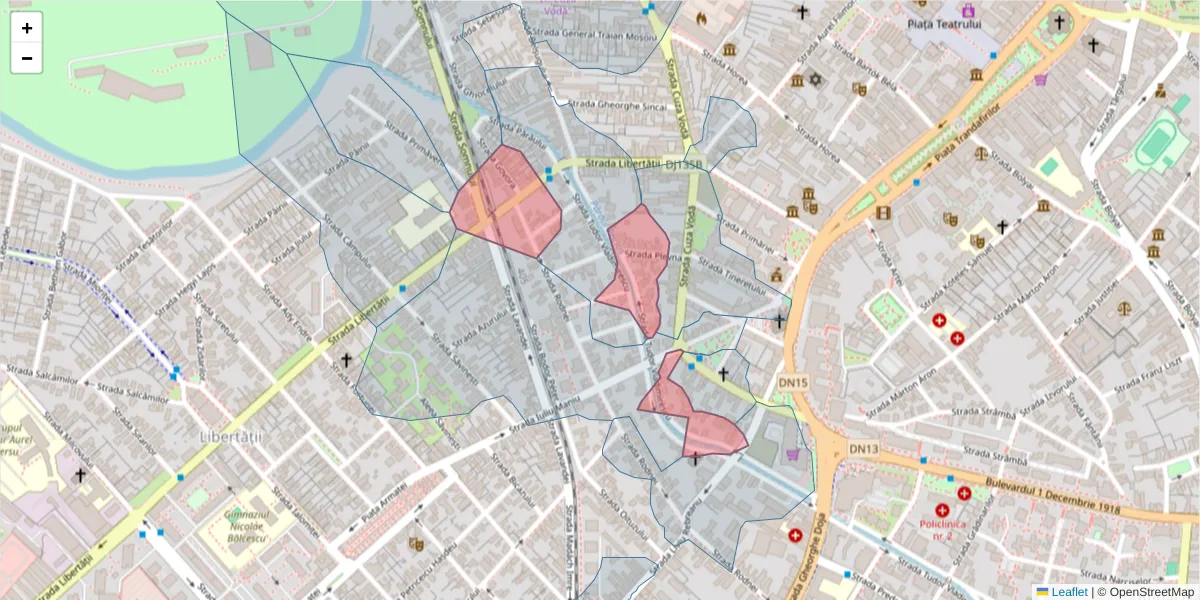 Hartă a codului poștal  și a codurilor poștale învecinate