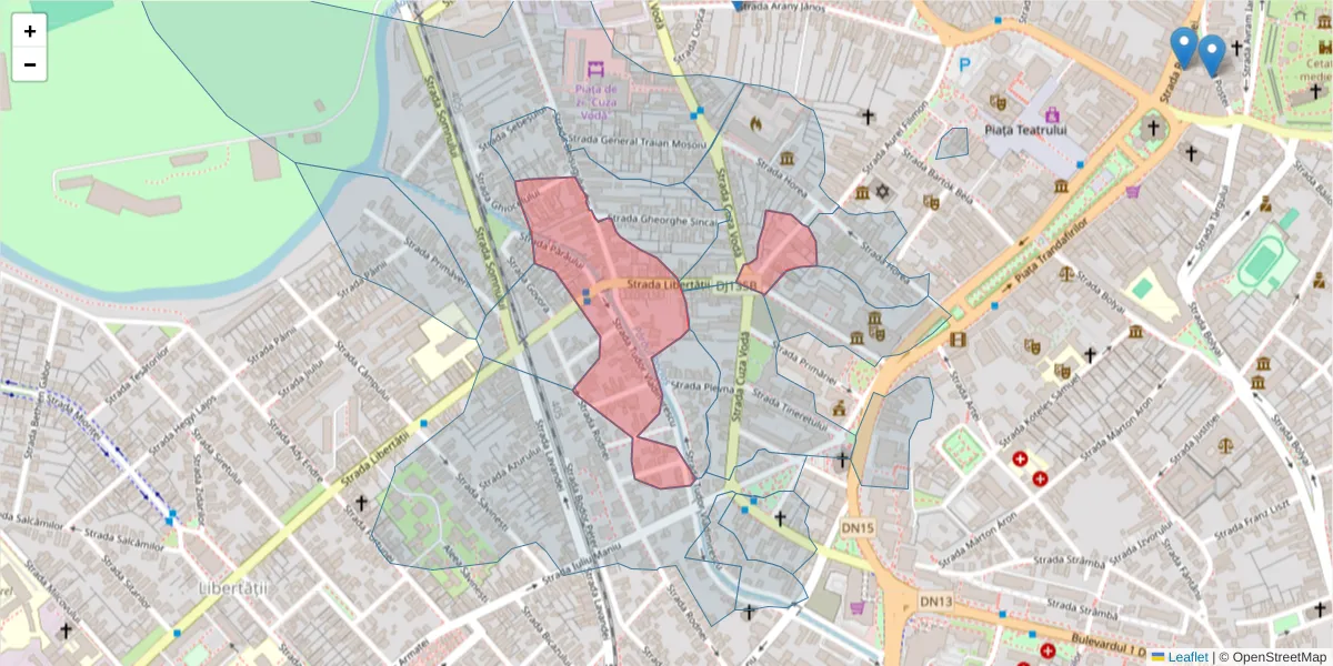 Hartă a codului poștal  și a codurilor poștale învecinate