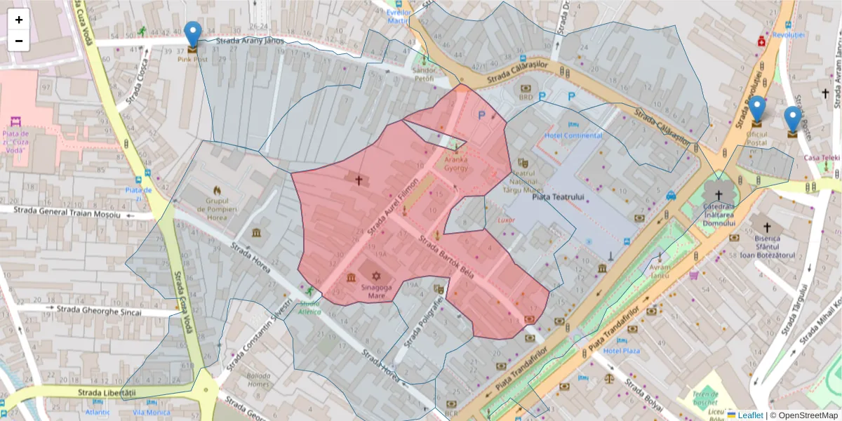 Hartă a codului poștal  și a codurilor poștale învecinate