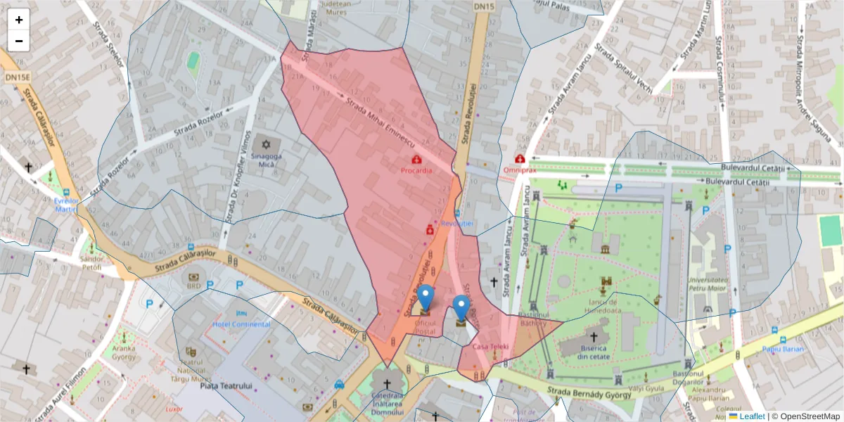 Hartă a codului poștal  și a codurilor poștale învecinate