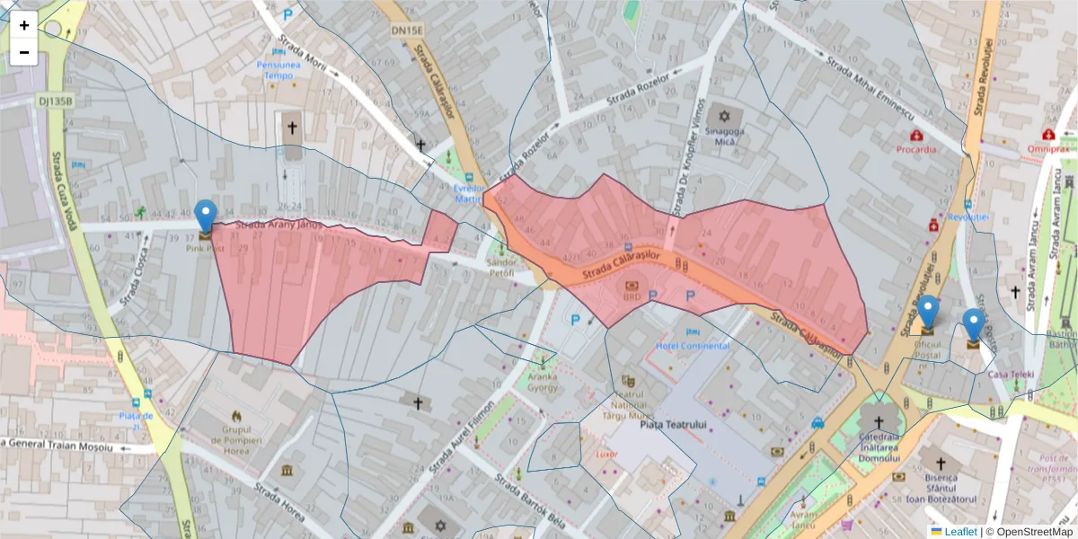 Hartă a codului poștal  și a codurilor poștale învecinate