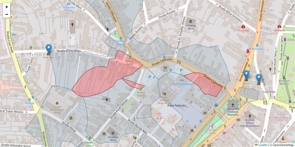 Hartă a codului poștal  și a codurilor poștale învecinate