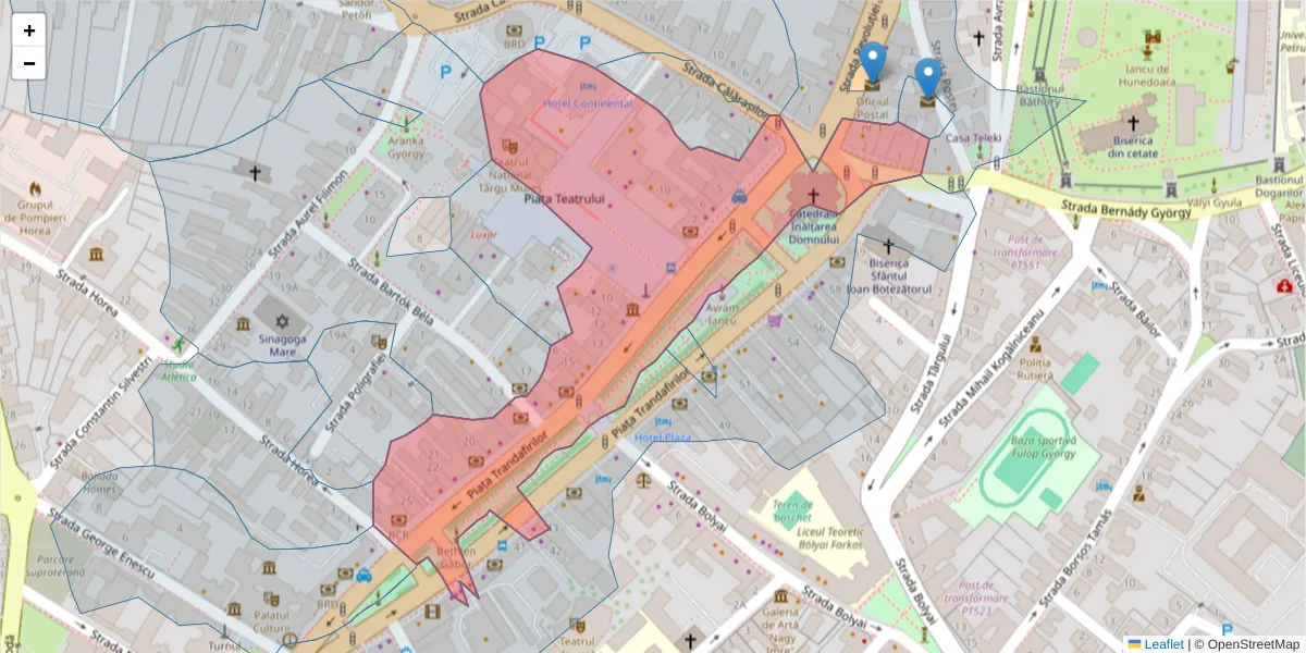 Hartă a codului poștal  și a codurilor poștale învecinate