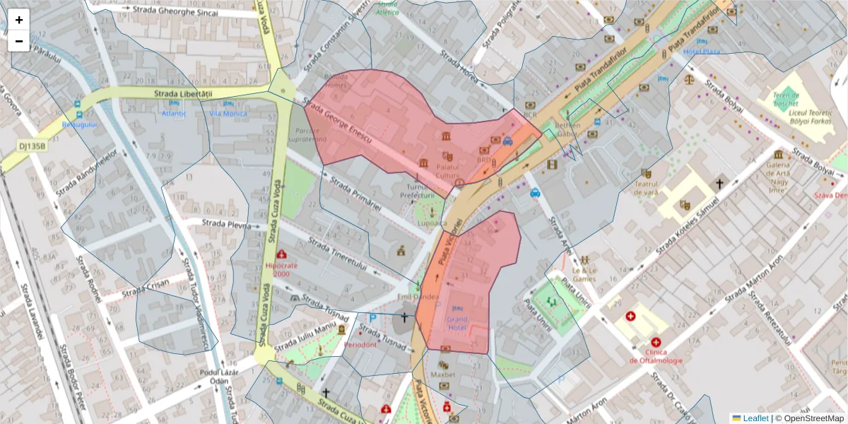 Hartă a codului poștal  și a codurilor poștale învecinate