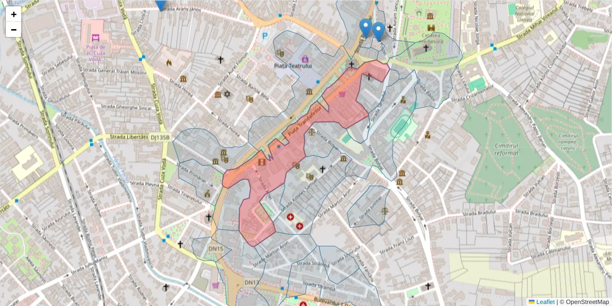 Hartă a codului poștal  și a codurilor poștale învecinate