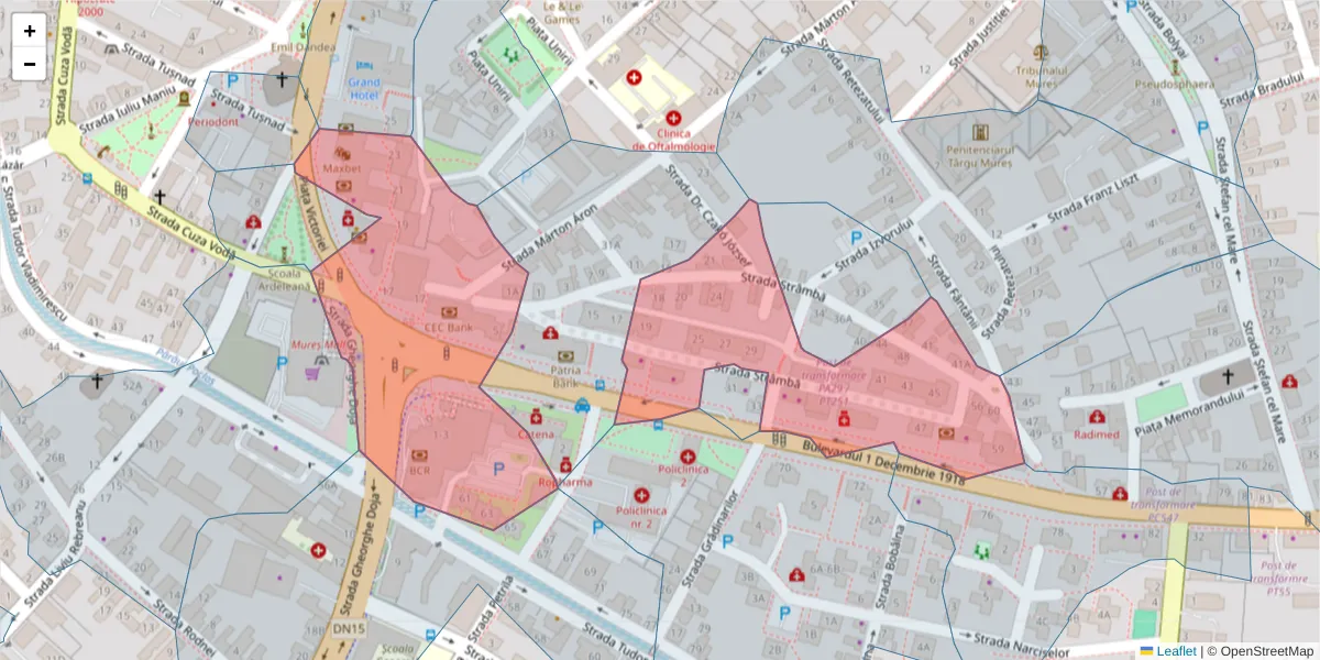 Hartă a codului poștal  și a codurilor poștale învecinate