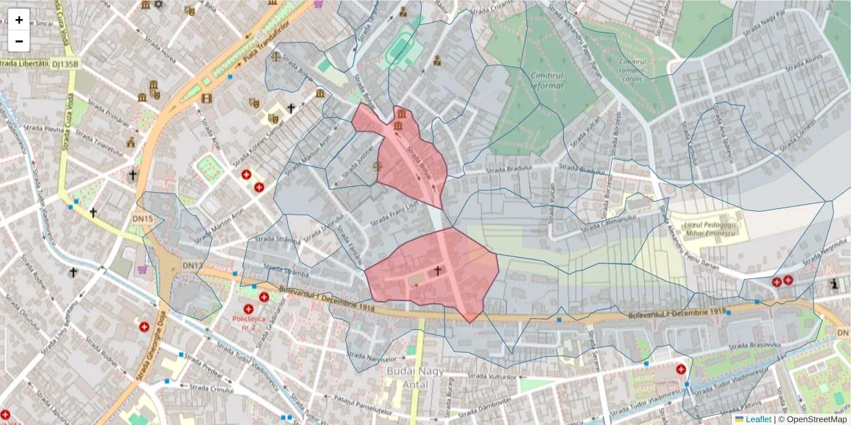 Hartă a codului poștal  și a codurilor poștale învecinate