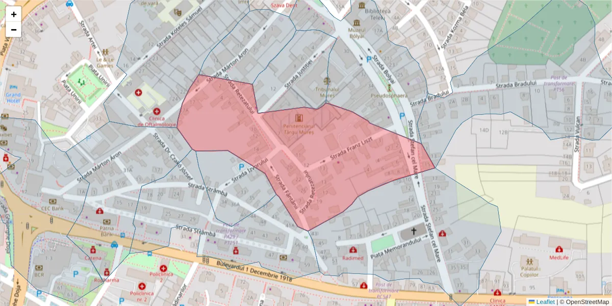 Hartă a codului poștal  și a codurilor poștale învecinate