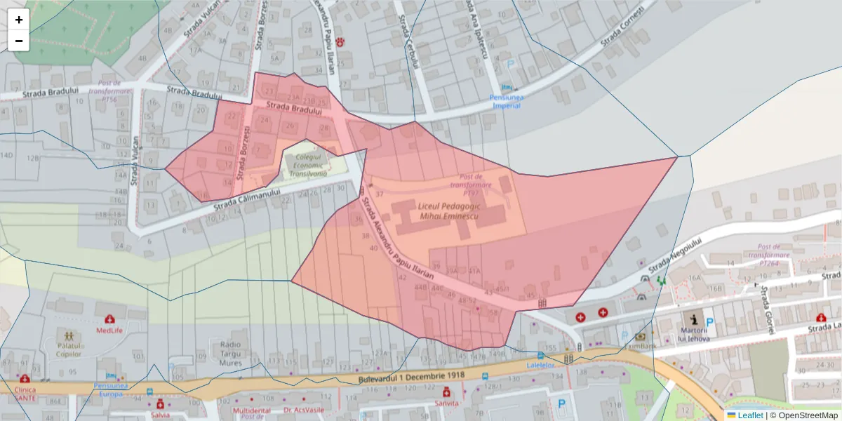 Hartă a codului poștal  și a codurilor poștale învecinate