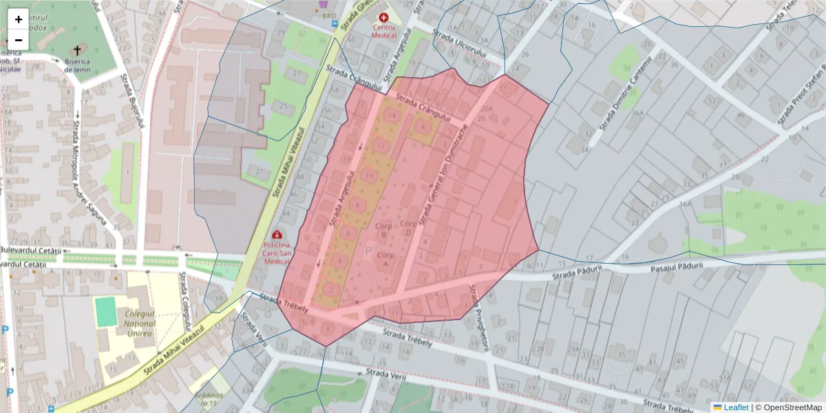 Hartă a codului poștal  și a codurilor poștale învecinate