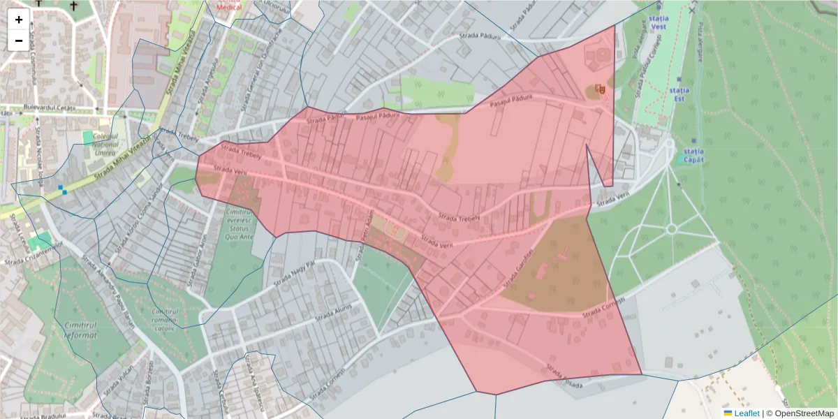 Hartă a codului poștal  și a codurilor poștale învecinate