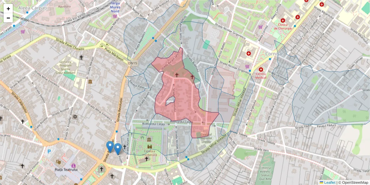 Hartă a codului poștal  și a codurilor poștale învecinate