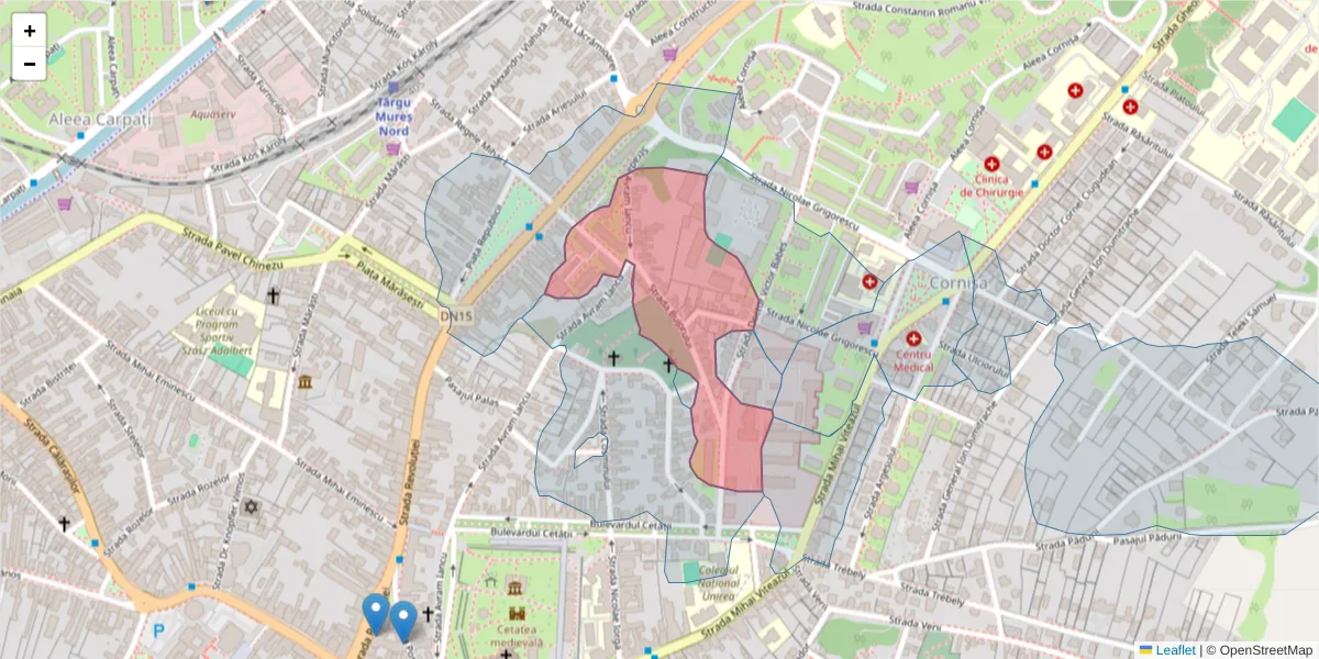 Hartă a codului poștal  și a codurilor poștale învecinate