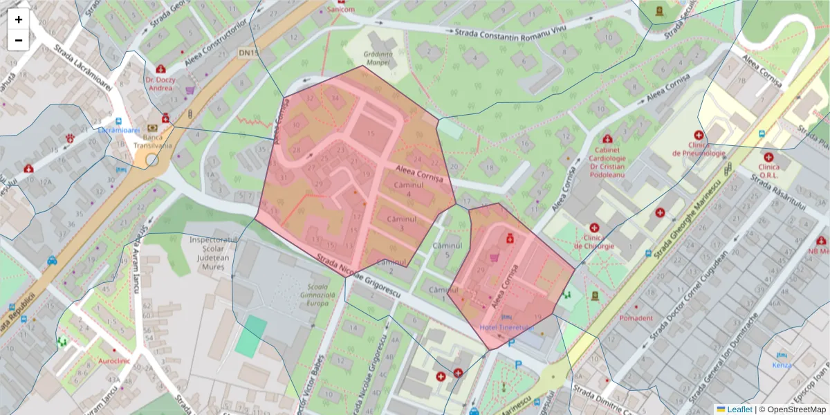 Hartă a codului poștal  și a codurilor poștale învecinate