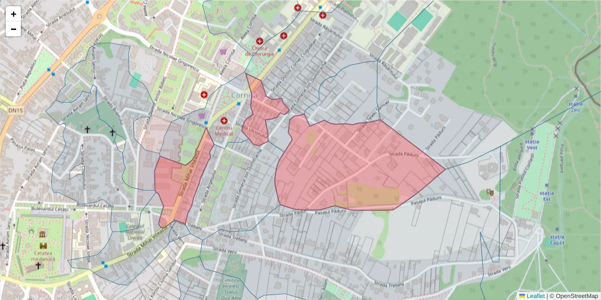 Hartă a codului poștal  și a codurilor poștale învecinate