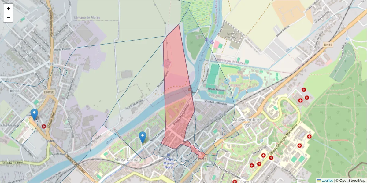 Hartă a codului poștal  și a codurilor poștale învecinate