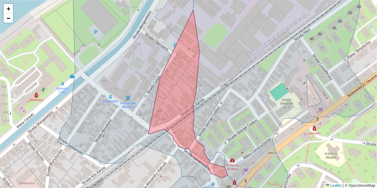 Hartă a codului poștal  și a codurilor poștale învecinate